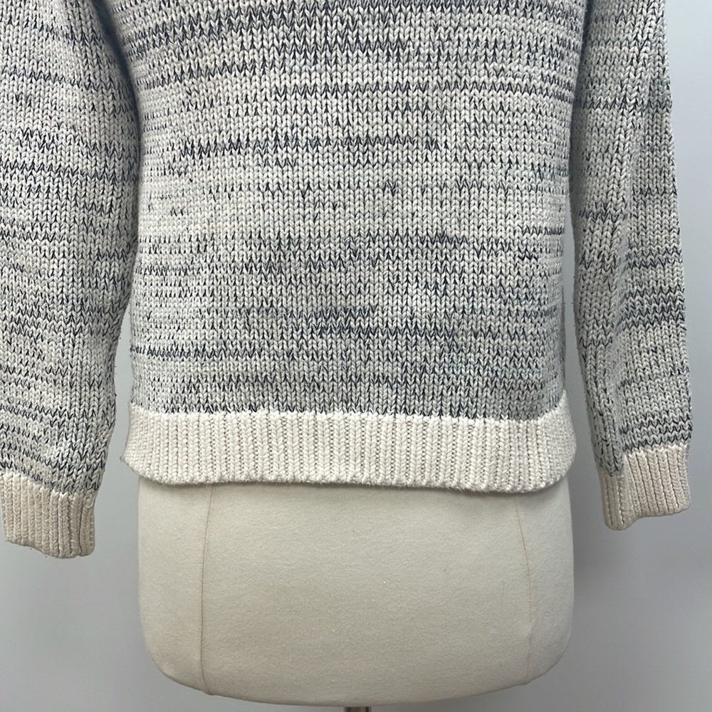 Banana Republic Chunky Knit Crewneck Sweater 100% Cotton Preppy Blue White Small - Picture 8 of 10